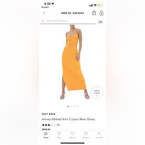 Cult Gaia Honey Ribbed KnitCutout Maxi Dress (new with tags) | Size M